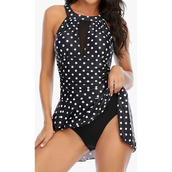 AMAZON - NW0T - L Sz M 1-Piece Tummy Control Halter Swimdress/.Figure Flattering - Picture 1 of 16